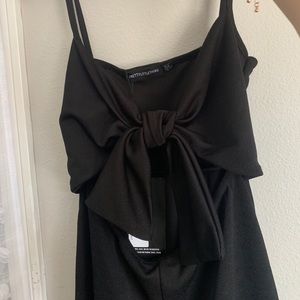 Pretty Little Thing “Front Tie Black Swing Dress”